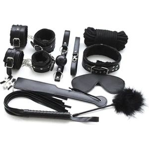 SM Bondage Set - BDSM - Handboeien - Enkelboeien - Collar Leash - Tepelklem