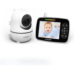 LAKOO HD Babyfoon - met Camera en monitor – Video Audio- uitbreidbaar - 3.5 Inch
