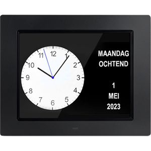 TTD® Dementieklok XL 8 Inch – Klok met Dag & Datum – Analoge & Digitale Weergaves – Handleiding in Groot Lettertype – Wekker – Kalenderklok voor Ouderen en Slechtzienden - Alzheimerklok - Seniorenklok