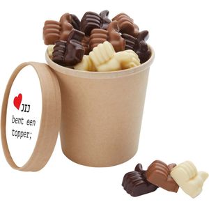 Chocolade Duimpjes Cadeau Bio Snoepbeker XXL [JIJ BENT EEN TOPPER] - Geschenk - Bedankje