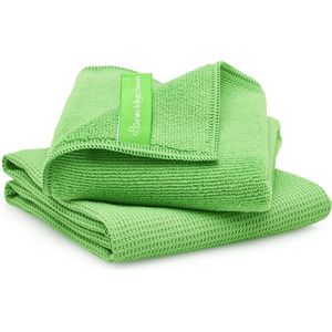 Geweldigschoon groene microvezel Raamdoekenset bestaande uit 1 schoonmaakdoek + 1 droogdoek (raamdoeken, raamset)