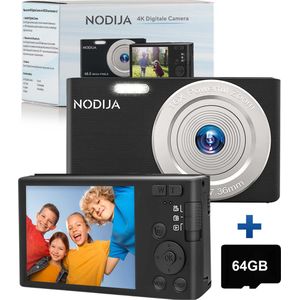NODIJA® Digitale Camera - Compact Camera - Fototoestel - Videocamera - 64GB SD-kaart