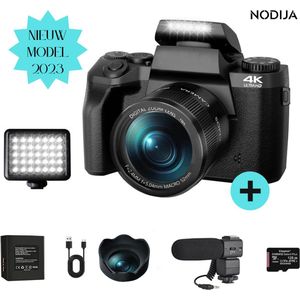 NODIJA® Full HD Digitale Camera 64MP - Professioneel Fototoestel - Vlog Camera - Videocamera - Touch Screen - 128GB SD-kaart