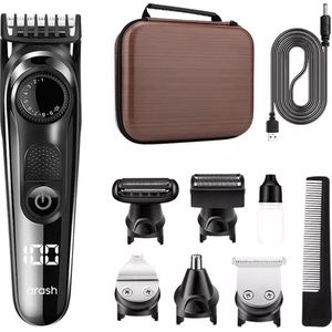 arash® 5 in 1 Baardtrimmer Mannen - 2022 Nieuwste Model - Draadloze baartrimmer - Scheerapparaat - Neus en Oor - Inclusief Oplaadblok - Incl. Reistas