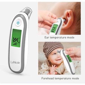 LaNicole®-Infrarood- oor-voorhoofd-thermometer-Grijs kleur-Koortsthermometer-kinderen-baby- volwassen