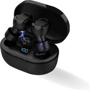 Tec Lux Draadloze oordopjes - in-ear - Bluetooth oordopjes - Draadloze oortjes - Waterbestendig - Touch bediening - Diepe Bass - Bluetooth 5.0 - Zwart - Geschikt voor Apple & Android