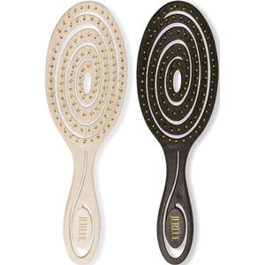 Jerlue duurzame & hoogwaardige haarborstel - zwart en crème - biologisch afbreekbaar - set van 2