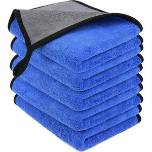Jumada's Microvezeldoek - Auto Droogdoek - Schoonmaakdoek - Absorberende Doek - 30 x 30 cm - Blauw/Grijs - 5 stuks