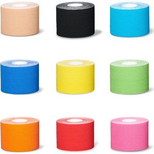 Jumada's Kinesiotape 3 rollen Sport tape - 1x zwart 1x blauw en 1x roze - 5M*5CM - Tape om het sporten makkelijker te maken