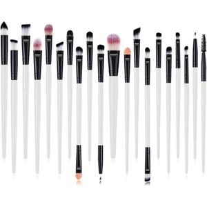 Jumada's - 20 Stuks Make-Up Kwasten Set - Zwart/Wit - Oogschaduw, Foundation, Poeder, Eyeliner, Wimper, Lip, Make-Up Borstel - Cosmetische Beauty Tool Kit - Hot!