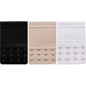 Jumada's - BH Verlengstukken - Zwart - Wit - Beige - 3 Pack met Elastische Band