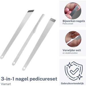 Jumada's Pedicure mesjes - Nagels Bijwerken - Voeten Schrapers 3in1 - Basis Pedicure set
