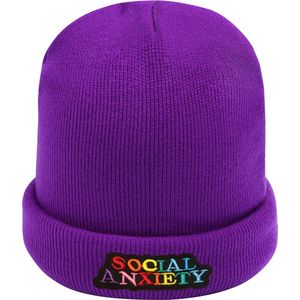 Sociale Angst Beanie - Winter Muts Dames - Hoedjes - Paars Hoeden