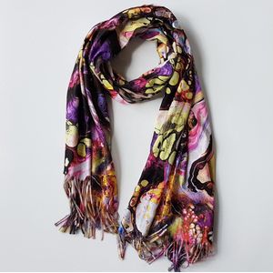 Dames sjaal dubbelzijdig in multi kleur / tijgerprint - 70 x 200 cm