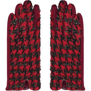 Yehwang - Dames Handschoenen - Touchscreen - Rood - Zwart - Glitter