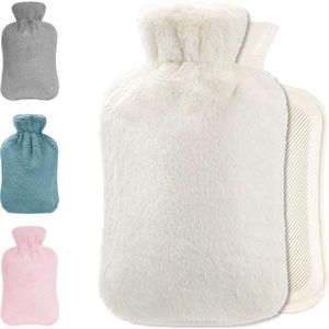 Warmwaterkruik met hoes | Warmtekruik | Kruik | Warmwaterkruik | Rubber | 2 liter | Wit | Inclusief stoffen hoes | Able & Borret