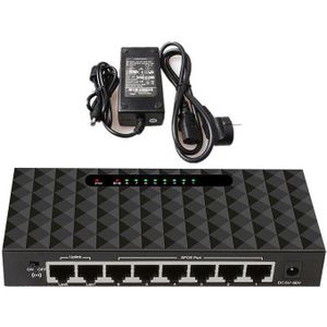 8 poort SPOE Switch Ethernet met 90 W Power Adapter voor Netwerk IP Camera Of Draadloze AP/6 PoE splitter geschikt voor CCTV 250 M