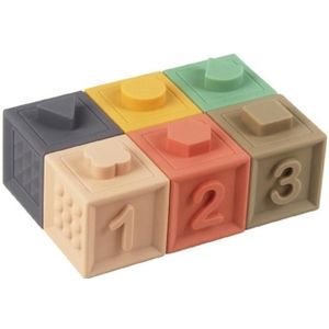 Zachte Baby Bijtringen Set Blokken Set Baby 3D Touch Hand Zachte Ballen Baby Massage Greep Speelgoed Rubber Vinyl Reliëf Building blokken
