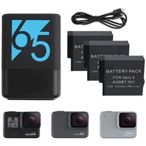 Voor hero 5 hero 6 7 8 Batterij + Type-C Dual Batterijen Lader Zetel dubbele Lading voor Gopro hero 6 5 7 8 Zwarte Accessoires