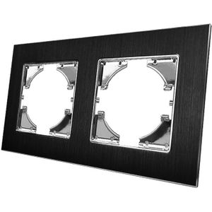 Eu Diy Zwart Metalen Frame Voor Module Eu Standaard Schakelaar Socket Zwart Chroom Aluminium Frame Wallpad L6 Serie