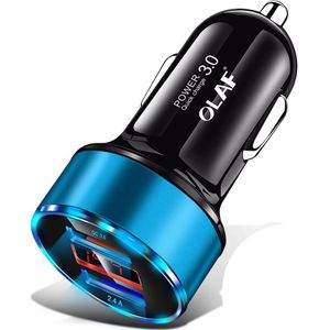 Olaf 30W 5V 3A Dual Qc 3.0 Snelle Usb Car Charger Voor Iphone X 8 Samsung S10 Xiaomi quick Charge 3.0 In Auto &amp; Led Digitale Display