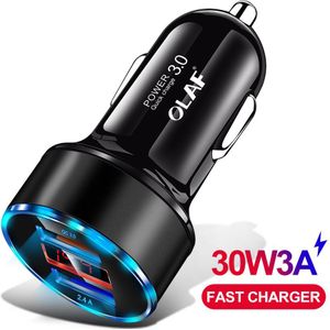 Olaf 30W 5V 3A Dual Qc 3.0 Snelle Usb Car Charger Voor Iphone X 8 Samsung S10 Xiaomi quick Charge 3.0 In Auto &amp; Led Digitale Display