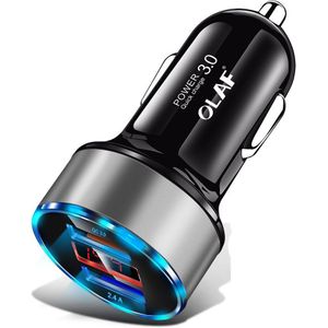 Olaf 30W 5V 3A Dual Qc 3.0 Snelle Usb Car Charger Voor Iphone X 8 Samsung S10 Xiaomi quick Charge 3.0 In Auto &amp; Led Digitale Display