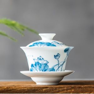 Thee Terrine Set Gaiwan Blauw en wit Keramische Theewaar Sets porselein porselein handgeschilderde porselein Kung Fu Thee Set Kom