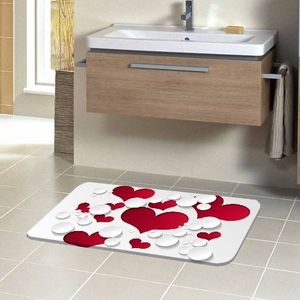 Anders Wit Rode Harten Romantische Houdt 3d Patroon Bad Matten Anti Slip Soft Wasbare Badkamer Mat Wc Tapijten