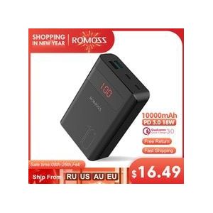 Romoss Sense4PS + Power Bank 10000Mah Draagbare Oplader Led Externe Batterij Pd 3.0 Snel Opladen Powerbank Voor Iphone Xiaomi mi
