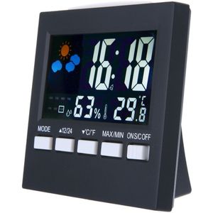 Weer Klok Kleur Screen Digitale Display Thermometer Vochtigheid Klok Kleurrijke Lcd Alarm Kalender Weer Pop