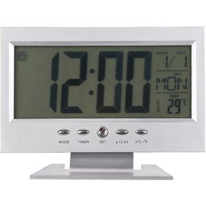 1PC Digitale Wekker LCD Display Kalender Voice Control Snooze Modus Thermometer Temperatuur Timer Desktop Ornament