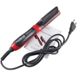 HQT-908B Stijltang Duurzame Elektrische Steil Haar Kam Borstel Lcd Verwarmd Keramische Haar Rechttrekken Borstel Eu Plug