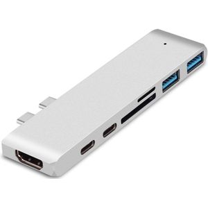 7in1 Type C Hub Docking Station Dual Usb Type C Naar USB3.0 4K Hdmi Adapter Splitter Voor Apple Laptop notebook Uitbreiding Converter