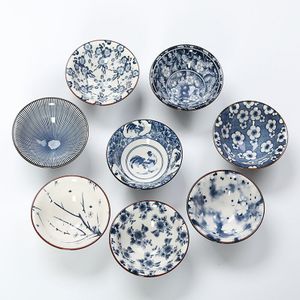 6 Stks/set Chinese Keramische Blauw En Wit Porselein Kung Fu Thee Set Drinkware Retro Kopje Thee Gaiwan Creatieve Willekeurig stijlen