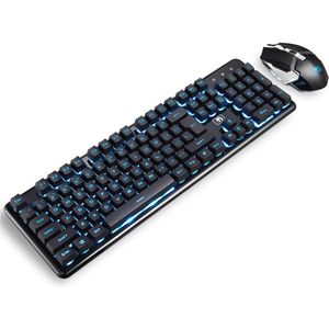 Oplaadbare 2.4G Draadloze Mechanische Toetsenbord En Muis Spel Set Combo Standaard Draadloze Mechanische Textuur Gaming Randapparatuur