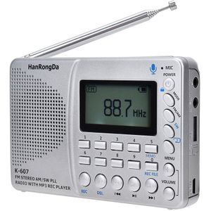 Fm/Am/Sw Radio Volledige Band Ontvanger Draagbare Stereo Radio Met 3.5 Mm Koptelefoonaansluiting Recorder Ondersteuning Tf card Aux Muziekspeler