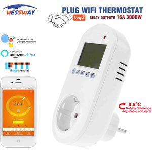 HESSWAY TUYA WIFI plug socket Smart Home HVAC Verwarming Thermostaat voor 16A infrarood draad, warme vloer