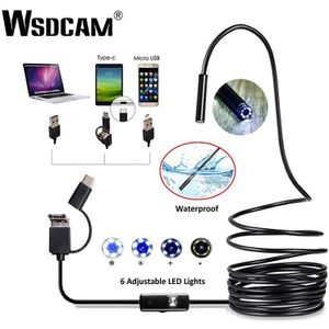 Wsdcam Endoscoop Camera 7Mm 3 In 1 Usb Mini Camcorders IP67 Waterdicht 6 Led Borescope Inspectie Camera Voor Windows pc Android