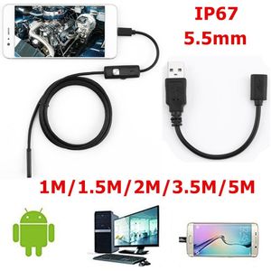 1/1.5/2/3.5/5M 5.5Mm Endoscoop Camera 720P Zachte Kabel Waterdicht 6 Led Mini Usb Endoscoop Inspectie Camera voor Android Pc