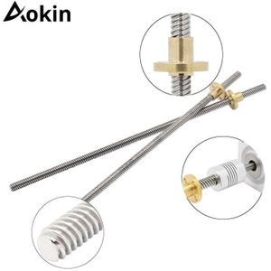 3D Printer Onderdelen T8 Lood Schroef OD 8mm Pitch 2mm 100mm 150mm 200mm met Messing moer voor Stappenmotor draadstang Roestvrij Lood