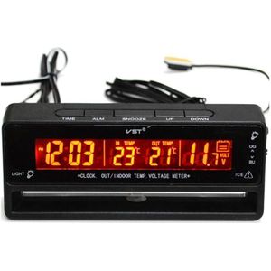 Auto Digitale Klok Temperatuur Voltage Meter Thermometer Lcd Display TS-7010V