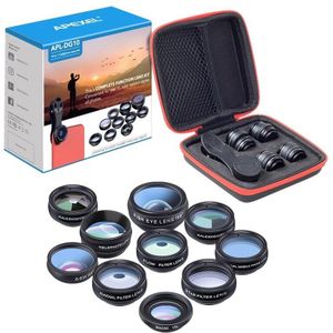 Apexel 10 In 1 Mobiele Telefoon Lens Kit Fisheye Groothoek Telescoop Macro Camera Lenzen Voor Iphone Samsung Huawei Alle smartphones