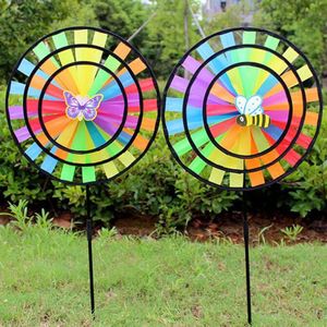 36 Cm Kleurrijke Regenboog Triple Wiel Wind Spinner Windmolen Tuin Yard Decor Speelgoed