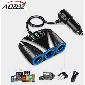 Aozbz Usb Sigarettenaansteker Splitter Hub Power Adapter 12V-24V 3USB 5V Voor Iphone ipad Smartphone Auto Kits Dvr Gps