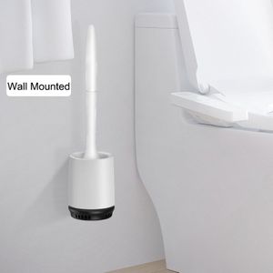 Wandmontage Siliconen Toiletborstel 360 ° Cleaner En Houder Set Badkamer Wc Toiletpot Borstel Vloerstaande Schoonmaken Accessoires