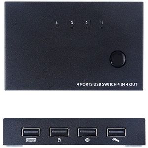 Kebidumei Usb Kvm Switch Box 4 Poorten Delen 4 Apparaten USB2.0 Schakelaar Kvm Switcher Box Voor Pc Delen Splitter Voor toetsenbord Muis
