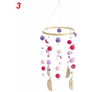 Nordic Haar Bal Crib Windgong Baby Hanger Bed Bel Mobiele Beukenhout Vogel Rammelaars Wol Ballen Kinderen Kamer Decoratie