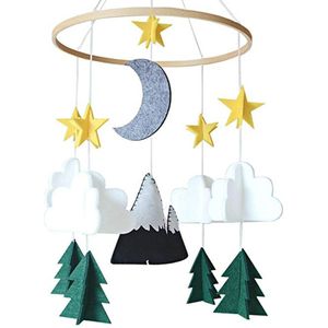 Vilt Starry Night Voor Jongens Nursery Decoratie Wieg Mobiele Baby Handgemaakte Woodland Slaapkamer Opknoping Meisjes Windgong Spelen