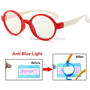 S430 Kids Anti Blauw Licht Glazen Frame Kinderen TR90 Siliconen Optische Bril Jongen Meisje Flexibele Ronde Brillen Beschermende